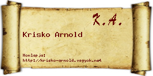 Krisko Arnold névjegykártya